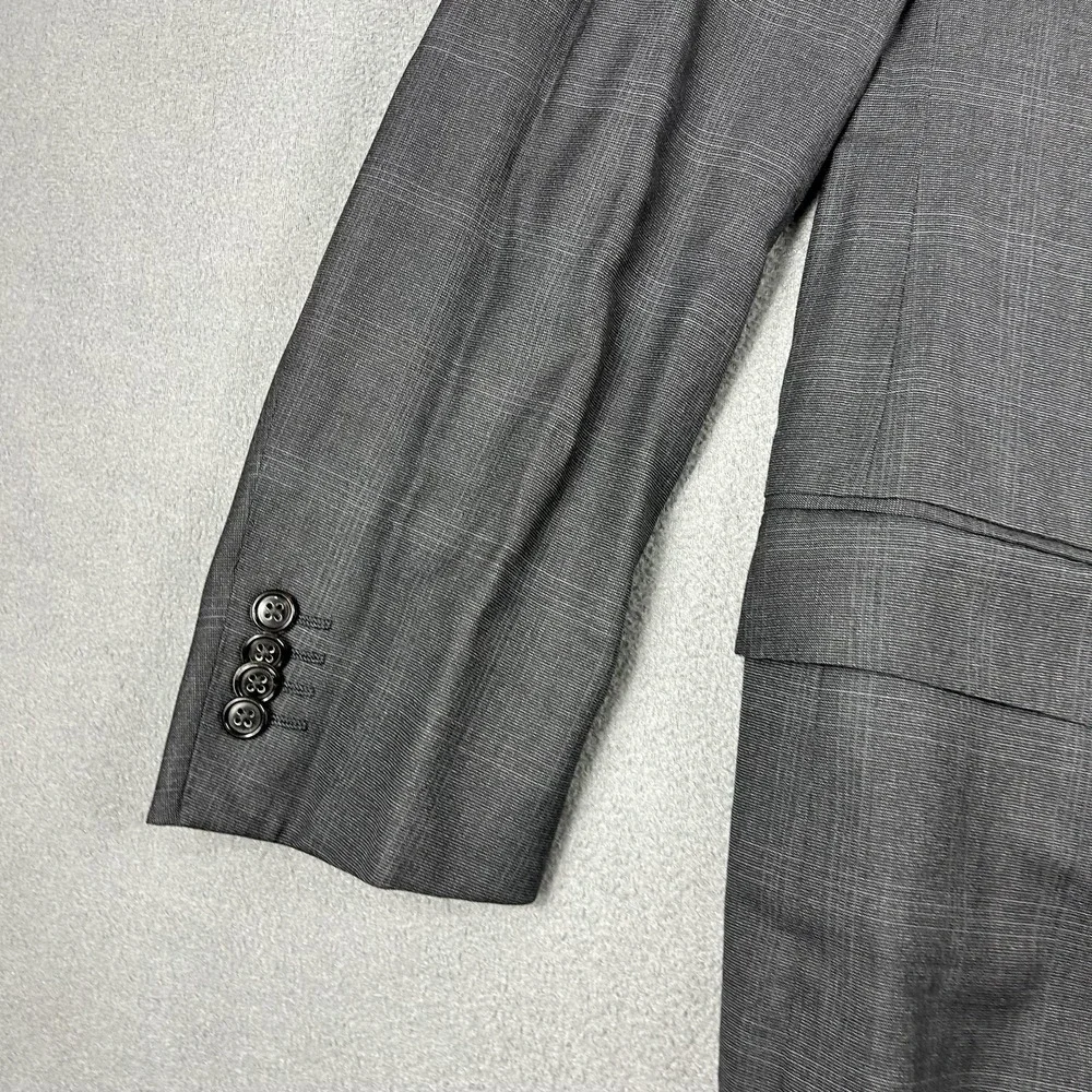 Ermenegildo Zegna Blazer Mens 42R Gray 100% Wool‎ 15 Milmil 15 Plaid 3 Button